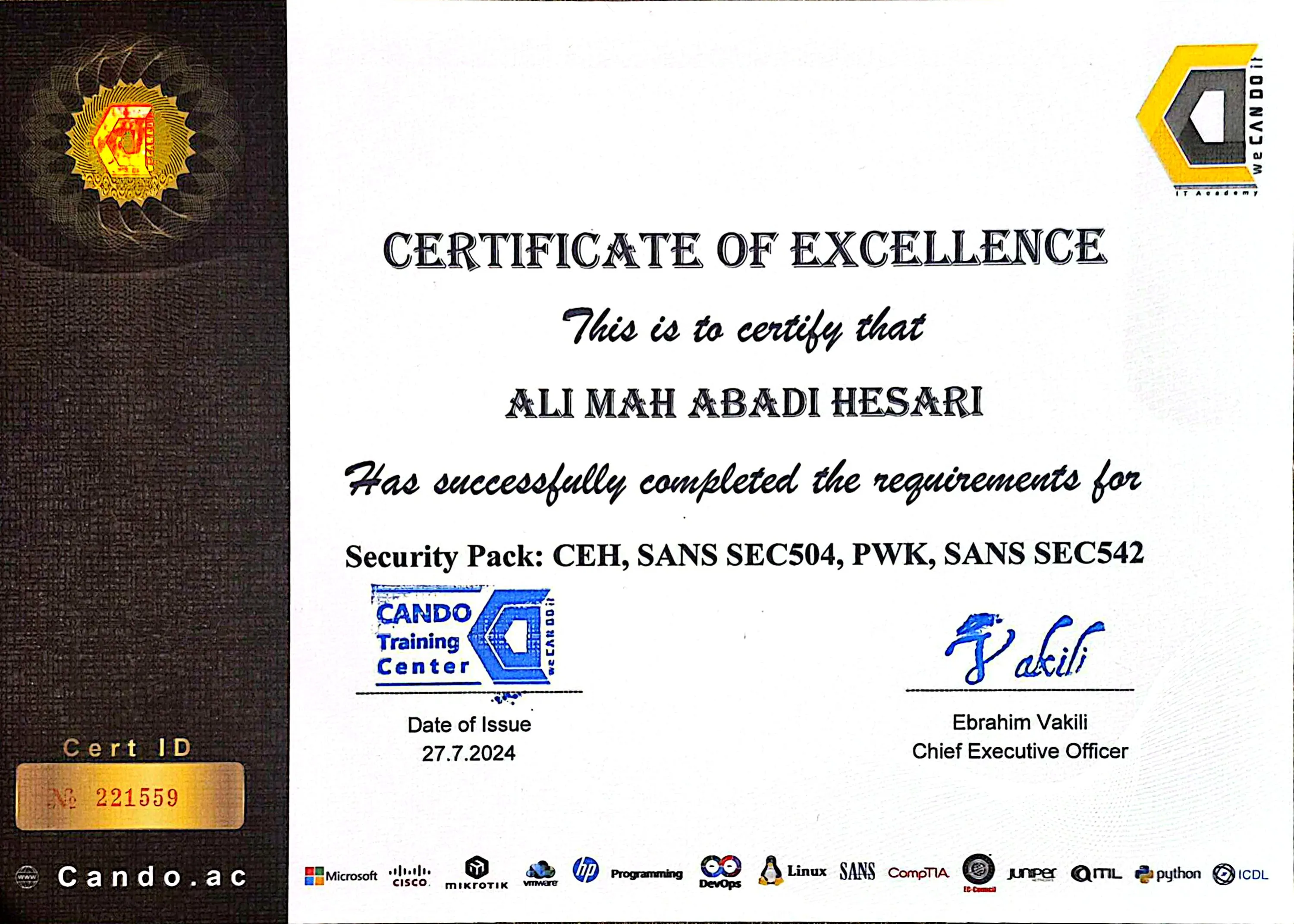 Advanced Security Pack Certificate